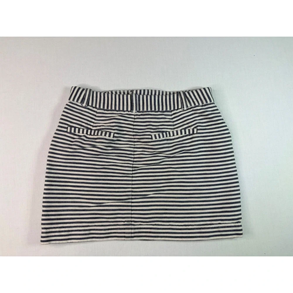 Madewell‎ Striped Mini Skirt Womens Size 0 Black White Pockets Casual